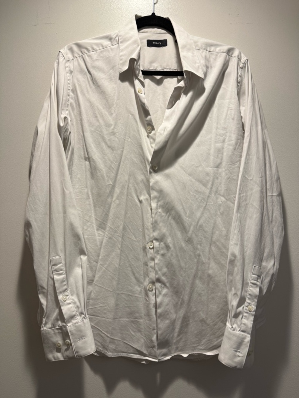 Theory White Long-Sleeve Button-Up Dress Shirt